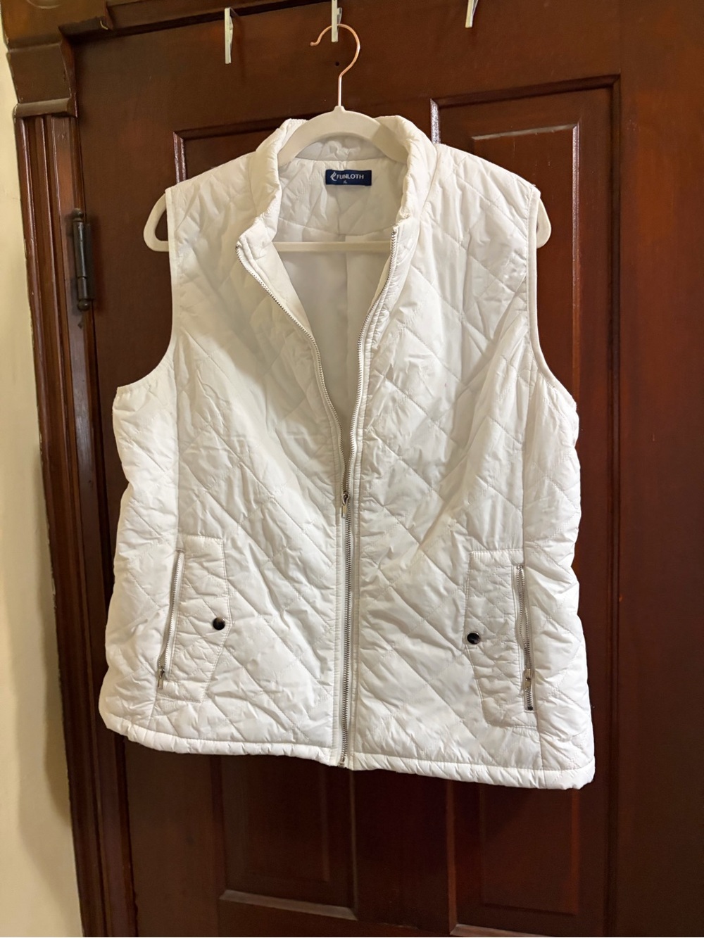 Croft & Barrow White Quilted Zip-Front Sleeveless Vest - Women